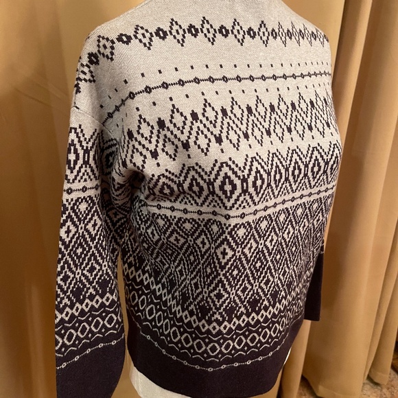 NEW! Joie Fair Isle Grey/Black Funnel, Mock Neck Pull Sweater Size XS - Picture 7 of 11